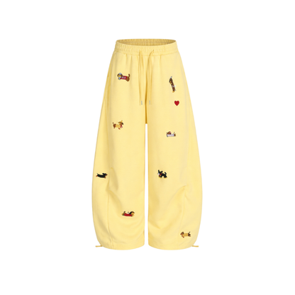 Puppy embroidered sweatpants