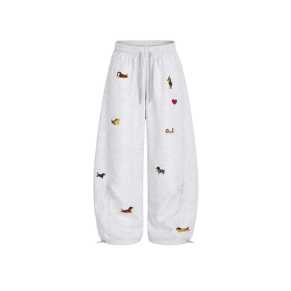Puppy embroidered sweatpants