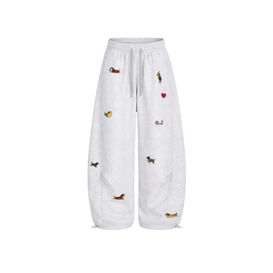 Puppy embroidered sweatpants