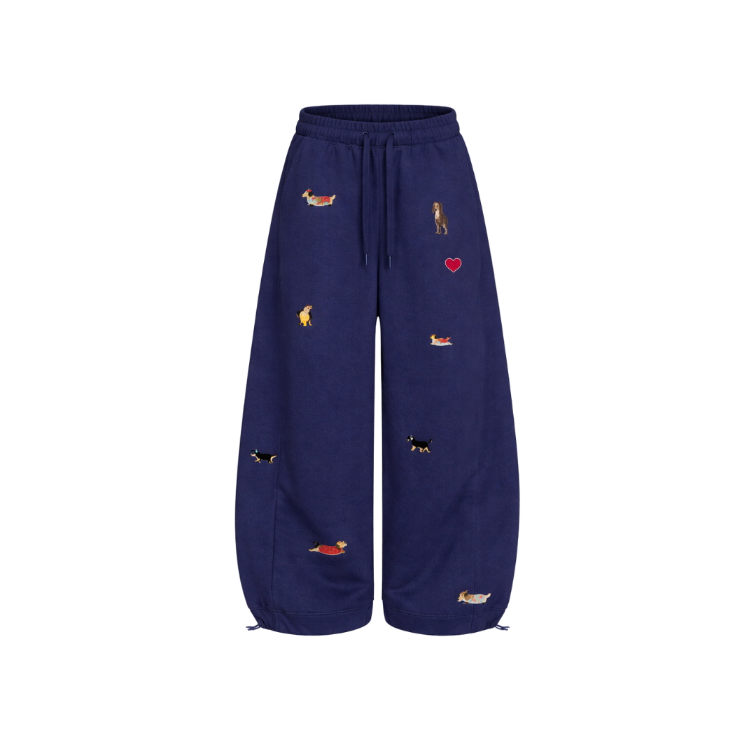 Puppy embroidered sweatpants